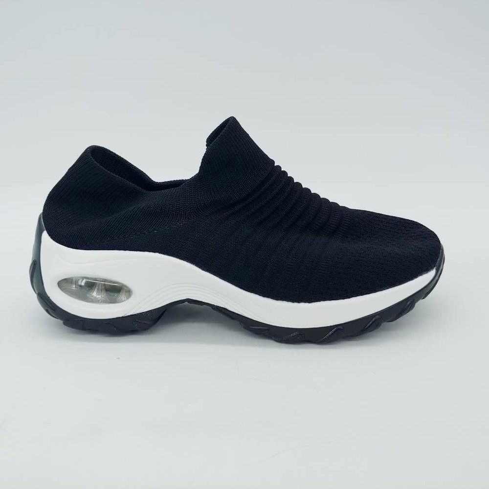 Naniya‎ Womens Sneakers Shoes Black White Mid Top Slip On Mesh Eur 37 M New